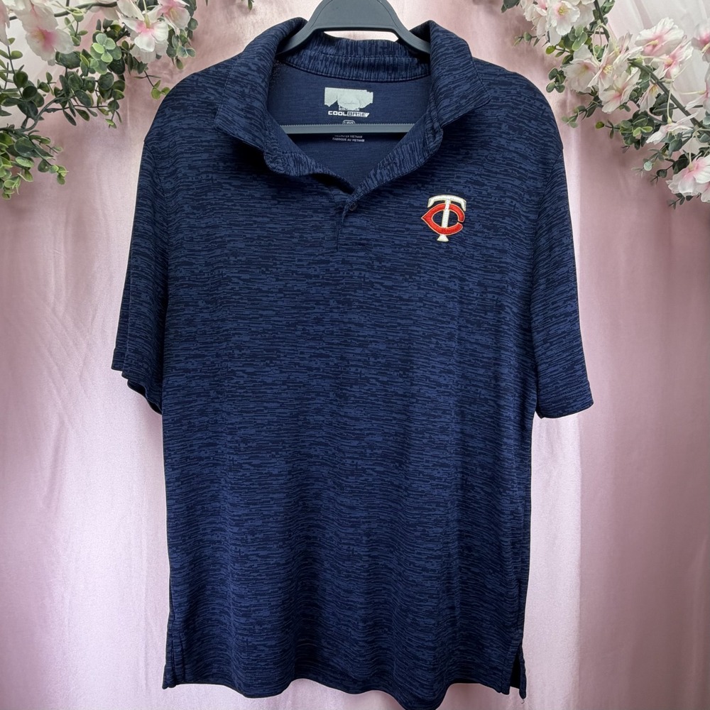 Minnesota Twins Baseball Polo Golf Shirt Mens Large  Majestic Cool Base